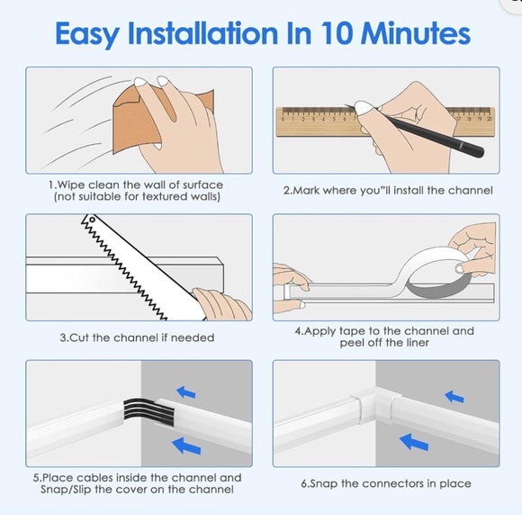 Cable management cord cover/hide kit (Large, Paintable) NEW IN BOX - Picture 7 of 7